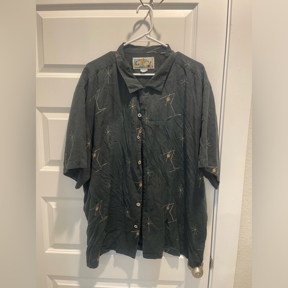gary’s island Other - Vintage Gary’s island 100% silk herringbone martini loose fit shirt XL